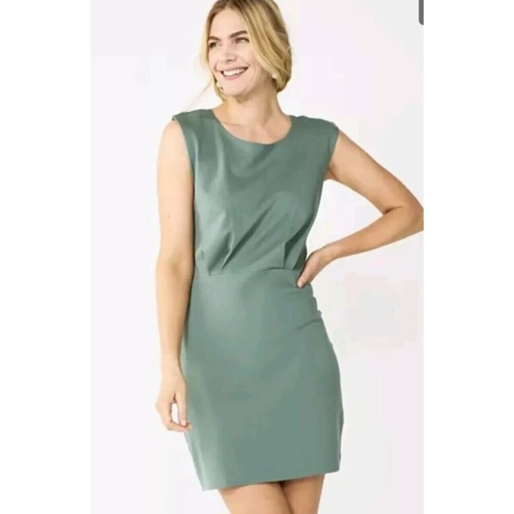 Nine West Womens Sleeves Sheat Dress Olive Green XS Cocktail Party NWT